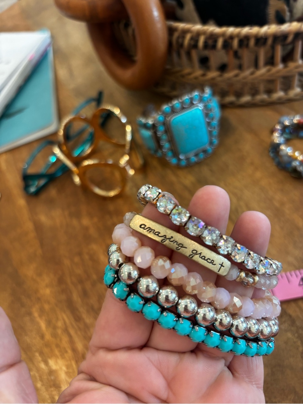 Pink stretchy bracelets